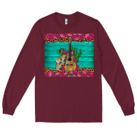Burgundy mexican guitar roses cactus sombrero Long Sleeve Tee - Artiststas