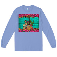Colony Blue mexican guitar roses cactus sombrero Long Sleeve Tee - Artiststas
