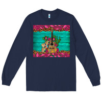 Navy mexican guitar roses cactus sombrero Long Sleeve Tee - Artiststas