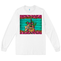White mexican guitar roses cactus sombrero Long Sleeve Tee - Artiststas