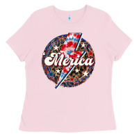 Bubblegum Pink Western Merica Patriotic Ladies Tee - LillyAllenDesigns