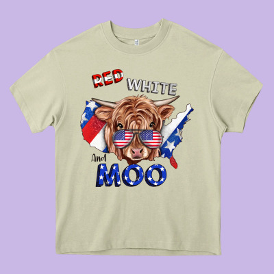 Red White And Moo Cow Heavy Core Tee Designed By Ranaportraitstore