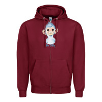 Burgundy monkey cute animals Zipper Hoodie - RanaPortraitStore