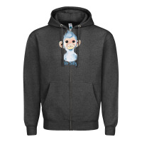 Charcoal Heather monkey cute animals Zipper Hoodie - RanaPortraitStore