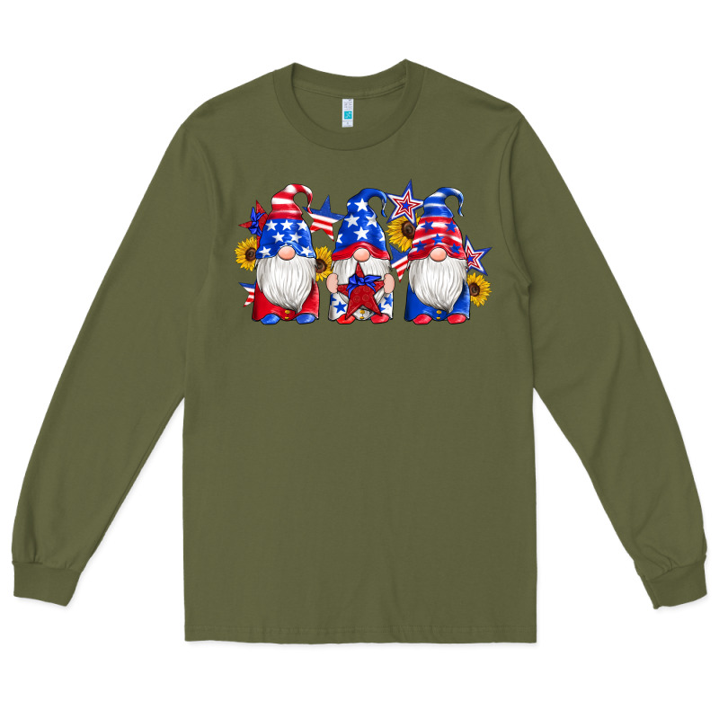 American Flag Gnomes Sunflowers Star Long Sleeve Tee by Artiststas | Teevron