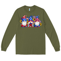 Army Green american flag gnomes sunflowers star Long Sleeve Tee - Artiststas