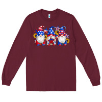 Burgundy american flag gnomes sunflowers star Long Sleeve Tee - Artiststas