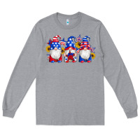 Heather Grey american flag gnomes sunflowers star Long Sleeve Tee - Artiststas