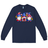 Navy american flag gnomes sunflowers star Long Sleeve Tee - Artiststas