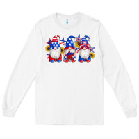White american flag gnomes sunflowers star Long Sleeve Tee - Artiststas