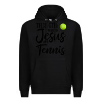 Black this girl runs on jesus and tennis Premium Hoodie - DesigneFamous