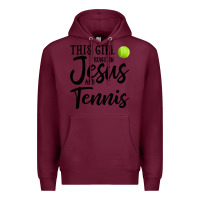 Burgundy this girl runs on jesus and tennis Premium Hoodie - DesigneFamous
