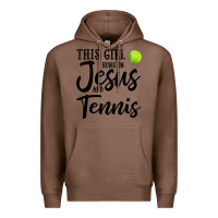Chestnut this girl runs on jesus and tennis Premium Hoodie - DesigneFamous
