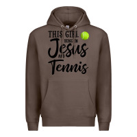 Coffee this girl runs on jesus and tennis Premium Hoodie - DesigneFamous