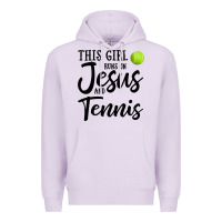 Lilac this girl runs on jesus and tennis Premium Hoodie - DesigneFamous