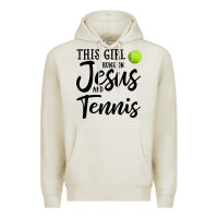 Oatmeal Heather this girl runs on jesus and tennis Premium Hoodie - DesigneFamous
