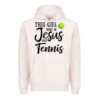 Pale Pink this girl runs on jesus and tennis Premium Hoodie - DesigneFamous