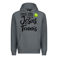 Rock this girl runs on jesus and tennis Premium Hoodie - DesigneFamous
