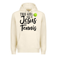 Tofu this girl runs on jesus and tennis Premium Hoodie - DesigneFamous