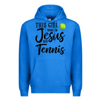 True Royal this girl runs on jesus and tennis Premium Hoodie - DesigneFamous
