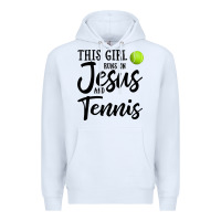 White this girl runs on jesus and tennis Premium Hoodie - DesigneFamous