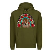 Army Green brown baby cow floral rose rainbow Premium Hoodie - BarkalooDesign