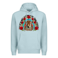 Blue Mist brown baby cow floral rose rainbow Premium Hoodie - BarkalooDesign