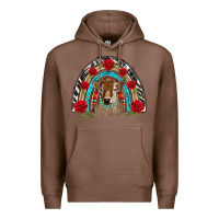 Chestnut brown baby cow floral rose rainbow Premium Hoodie - BarkalooDesign