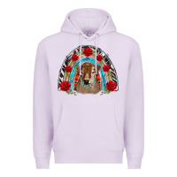 Lilac brown baby cow floral rose rainbow Premium Hoodie - BarkalooDesign