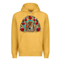 Mustard brown baby cow floral rose rainbow Premium Hoodie - BarkalooDesign