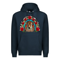 Navy brown baby cow floral rose rainbow Premium Hoodie - BarkalooDesign