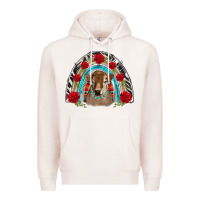 Brown Baby Cow Floral Rose Rainbow Premium Hoodie | Teevron