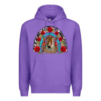 Purple brown baby cow floral rose rainbow Premium Hoodie - BarkalooDesign