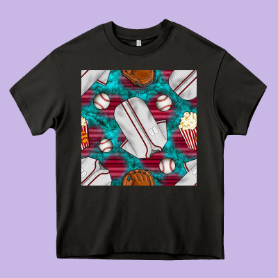 Baseball  Uniform With Turquoise Gemstone Seamless Pattern Heavy Core Tee Designed By Bundleandbundleshop