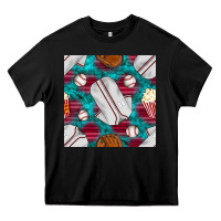 Black baseball  uniform with turquoise gemstone seamless pattern Heavy Core Tee - BundleAndBundleShop