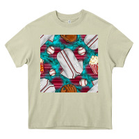 Mossy baseball  uniform with turquoise gemstone seamless pattern Heavy Core Tee - BundleAndBundleShop