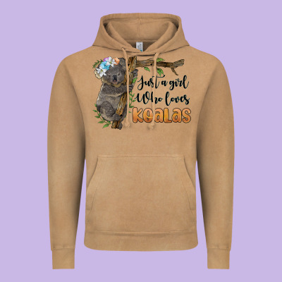 Just A Girl Who Loves Koalas Vintage Hoodie Designed By Barkaloodesign