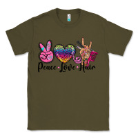 Army Green peace love hair Classic Tee - BarkalooDesign