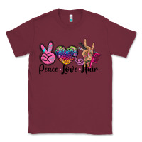 Burgundy peace love hair Classic Tee - BarkalooDesign