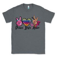 Charcoal Heather peace love hair Classic Tee - BarkalooDesign
