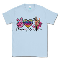 Dusty Blue peace love hair Classic Tee - BarkalooDesign