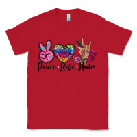 Red peace love hair Classic Tee - BarkalooDesign