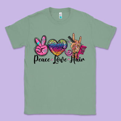 Peace Love Hair Classic Tee Designed By Barkaloodesign