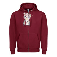 Burgundy tiger cute animals Zipper Hoodie - RanaPortraitStore