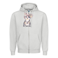 Dove Grey tiger cute animals Zipper Hoodie - RanaPortraitStore