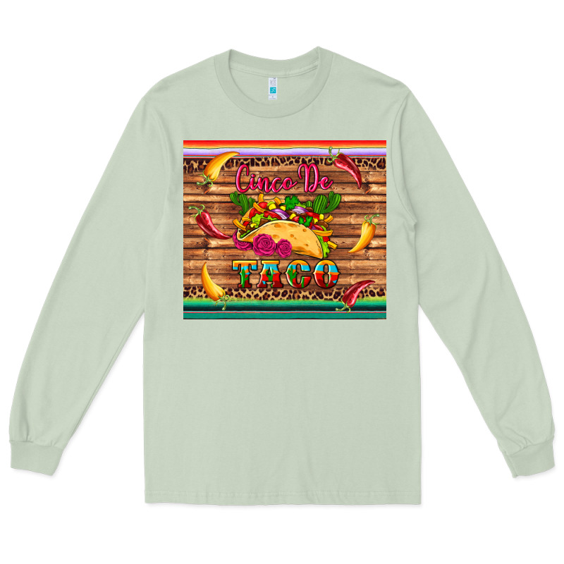 Cinco De Taco Paper Serape Leopard Wooden Long Sleeve Tee by Artiststas | Teevron