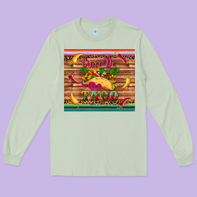 Cinco De Taco Paper Serape Leopard Wooden Long Sleeve Tee Designed By Artiststas