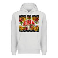 Dove Grey ladybug mushrooms Premium Hoodie - BarkalooDesign