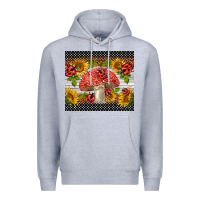 Heather Grey ladybug mushrooms Premium Hoodie - BarkalooDesign