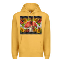 Mustard ladybug mushrooms Premium Hoodie - BarkalooDesign